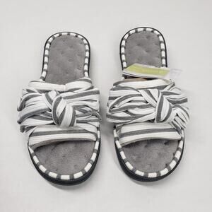 ULTRAIDEAS Memory Foam Slides Women 9-10 Gray Bow Spa Slippers House Shoes Terry
